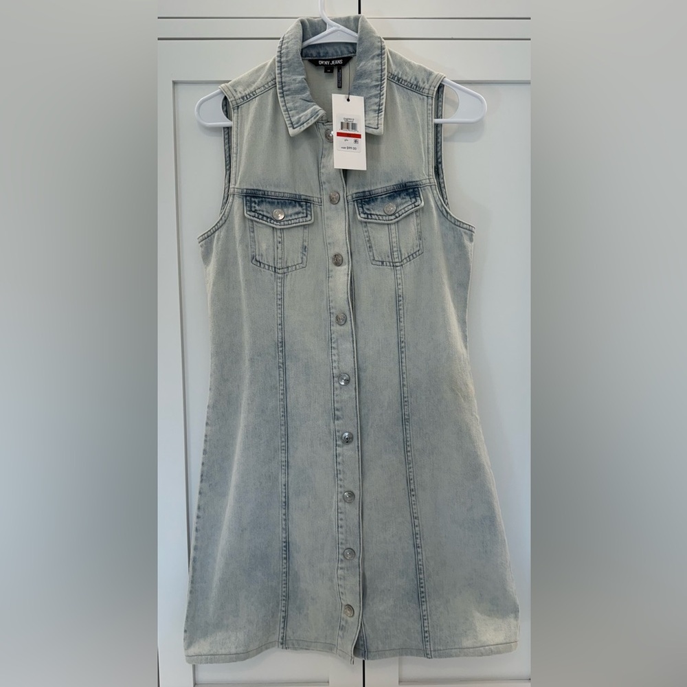 NWT DKNY Light Blue Denim Dress, Size XS